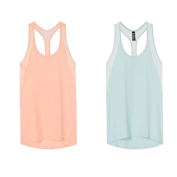 Victoria's Secret Sport Mesh Racerback Tank Top in light blue activewear - Picture 4 of 4
